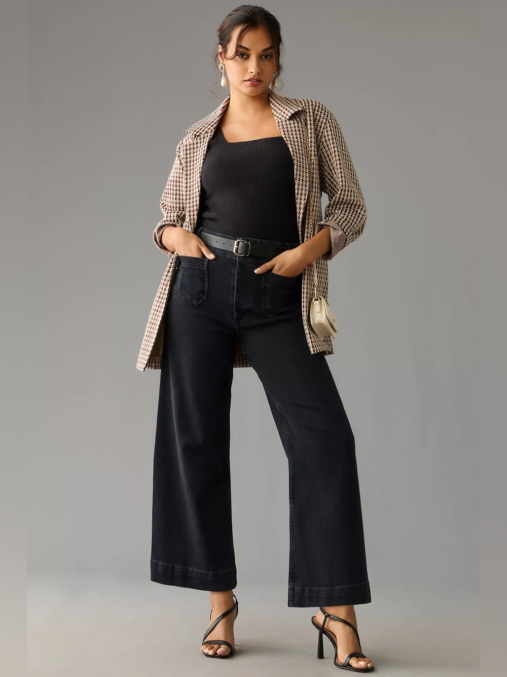 Maeve Colette High-Rise Wide-Leg Cropped Jeans in Black Wash Women’s 31